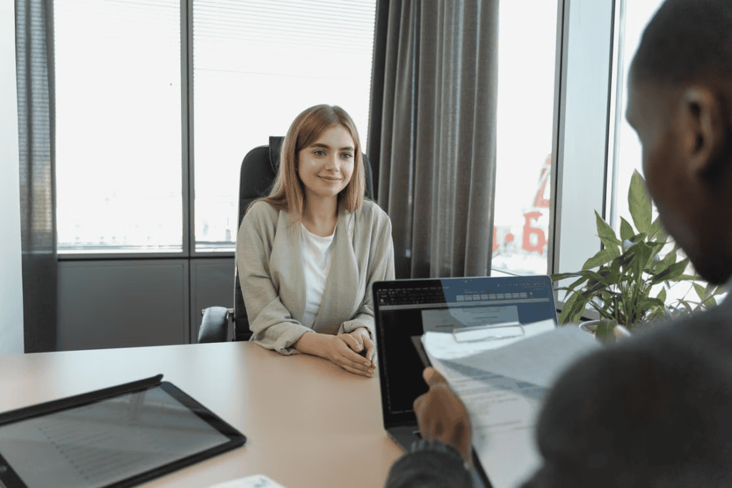 Legal recruiter and candidate aligning on career goals during a consultation