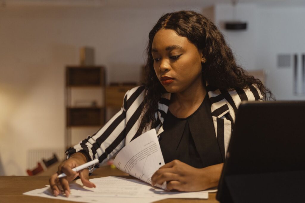 Attorney reviewing employment contract document